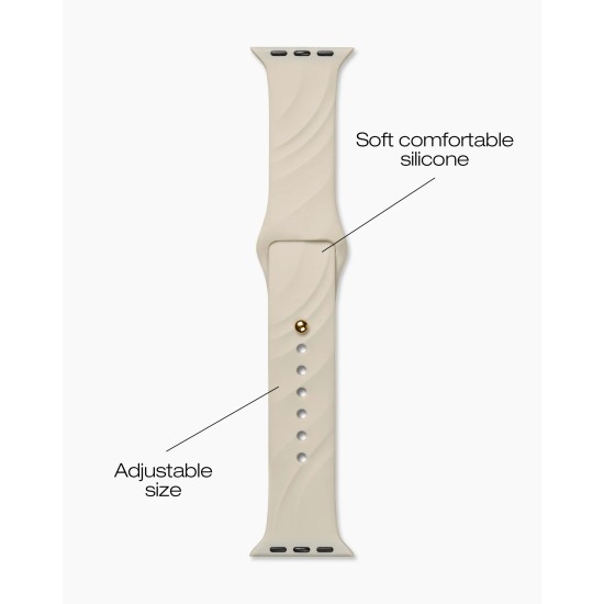 iDeal of Sweden Soft Swirl Silicone S-M Watch Band priekš Apple Watch 38 / 40 / 41 mm / Series 10 / 11 (42mm) - Cloud Dancer - silikona siksniņa (josta) priekš pulksteņiem