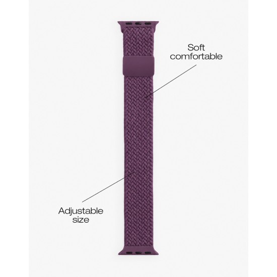 iDeal of Sweden Soft Braid Watch Band priekš Apple Watch 38 / 40 / 41 mm / Series 10 / 11 (42mm) - Velvet Plum - auduma siksniņa (josta) priekš pulksteņiem