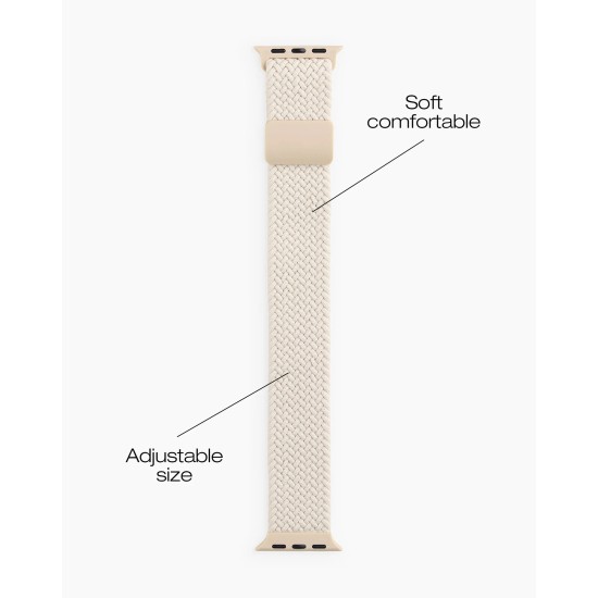 iDeal of Sweden Soft Braid Watch Band priekš Apple Watch 38 / 40 / 41 mm / Series 10 / 11 (42mm) - Perfect Beige - auduma siksniņa (josta) priekš pulksteņiem