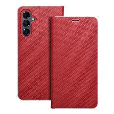 Luna Carbon Book Case priekš Samsung Galaxy A57 5G A576 - Sarkans - sāniski atverams maciņš ar stendu / grāmatveida maks