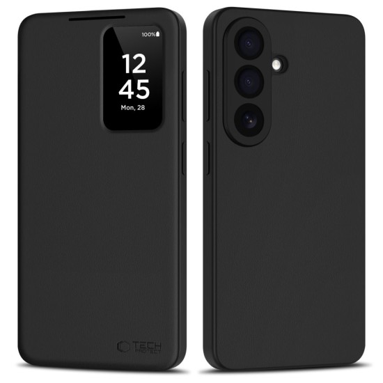 Tech-Protect Smart Wallet priekš Samsung Galaxy S26 Ultra 5G S948 - Melns - sāniski atverams maciņš ar lodziņu / grāmatveida maks