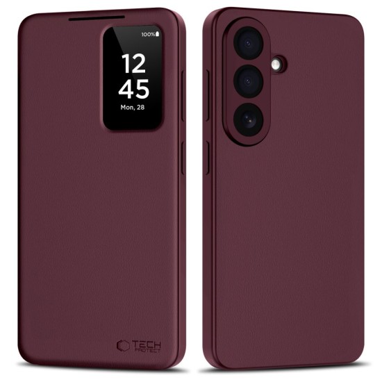 Tech-Protect Smart Wallet priekš Samsung Galaxy S26 Plus 5G S946 - Bordo - sāniski atverams maciņš ar lodziņu / grāmatveida maks