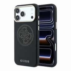 Guess PU Semi Wrap Perforated 4G Logo MagSafe Collection Back Case GUHMP18L6PS4SRGK priekš Apple iPhone 17 Pro / 18 Pro - Melns - mākslīgās ādas aizmugures apvalks / bampers-vāciņš