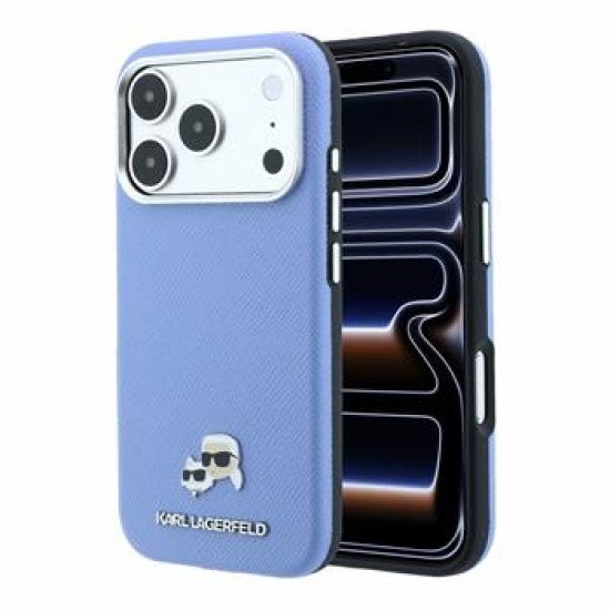 Karl Lagerfeld PU Grained Semi Wrap K&CH Heads Magsafe Series Back Case KLHMP18X6PSKCHLB для Apple iPhone 17 Pro Max / 18 Pro Max - Синий - чехол-накладка из исскуственой кожи / бампер-крышка
