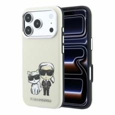 Karl Lagerfeld PU Semi Wrap Smooth Sketch Bodies Magsafe series Back Case KLHMP18X6PWKCIDE priekš Apple iPhone 17 Pro Max / 18 Pro Max - Bēšs - mākslīgās ādas aizmugures apvalks / bampers-vāciņš