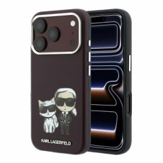 Karl Lagerfeld PU Semi Wrap Smooth Sketch Bodies Magsafe series Back Case KLHMP18X6PWKCIDR priekš Apple iPhone 17 Pro Max / 18 Pro Max - Bordo - mākslīgās ādas aizmugures apvalks / bampers-vāciņš