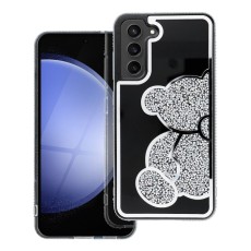Teddy Bear Back Case priekš Samsung Galaxy S26 FE 5G S741 - Melns / Sudrabains - silikona-plastikāta aizmugures apvalks / bampers-vāciņš