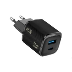 BlueStar Nano GaN 45W PD 3A / QC 4.0 Type-C / USB Travel Charger - Чёрный - Быстрое сетевое зарядное устройство USB-C и USB