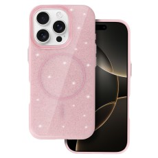 Glitter Thin Magsafe Back Case priekš Apple iPhone 16e / 17e - Gaiši Rozā - silikona aizmugures apvalks / bampers-vāciņš