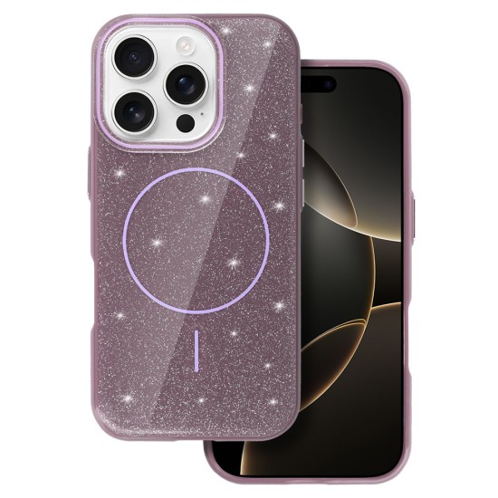 Glitter Thin Magsafe Back Case для Apple iPhone 16e / 17e - Фиолетовый - силиконовый чехол-накладка / бампер крышка