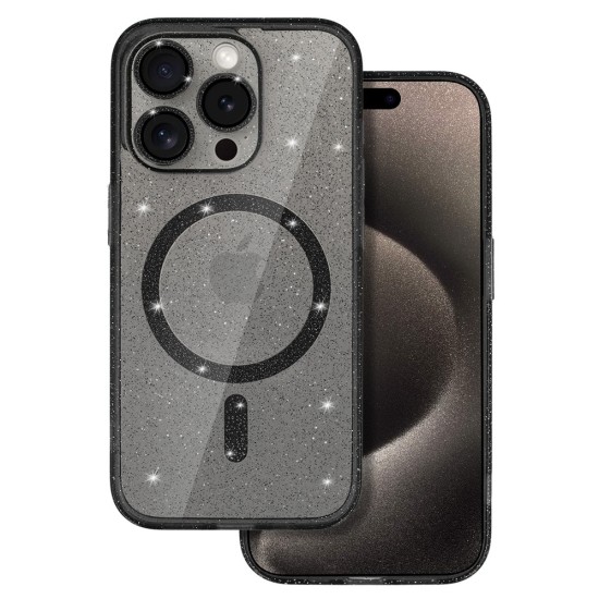 Glitter MagSafe Back Case priekš Apple iPhone 16e / 17e - Чёрный - силиконовая накладка / бампер-крышка