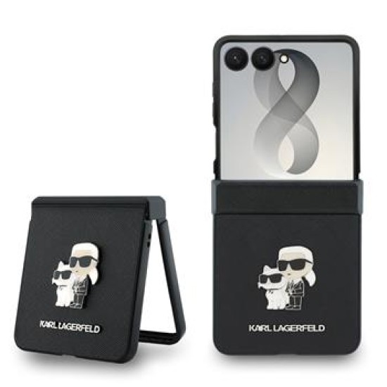 Karl Lagerfeld PU Saffiano Karl and Choupette Case KLHCZF8SAPKCNPK для Samsung Galaxy Flip8 5G - Чёрный - чехол накладка из исскуственной кожи