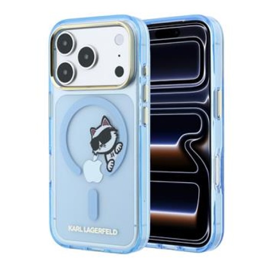 Karl Lagerfeld IML Choupette Peekaboo Magsafe series Back Case KLHMP18L6HCPSCB priekš Apple iPhone 17 Pro / 18 Pro - Gaiši Zils - silikona-plastikāta aizmugures apvalks / bampers-vāciņš