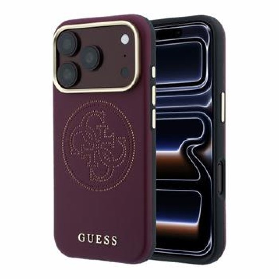 Guess PU Semi Wrap Perforated 4G Logo MagSafe Collection Back Case GUHMP18L6PS4SRGU для Apple iPhone 17 Pro / 18 Pro - Бордовый - чехол-накладка из исскуственой кожи / бампер-крышка