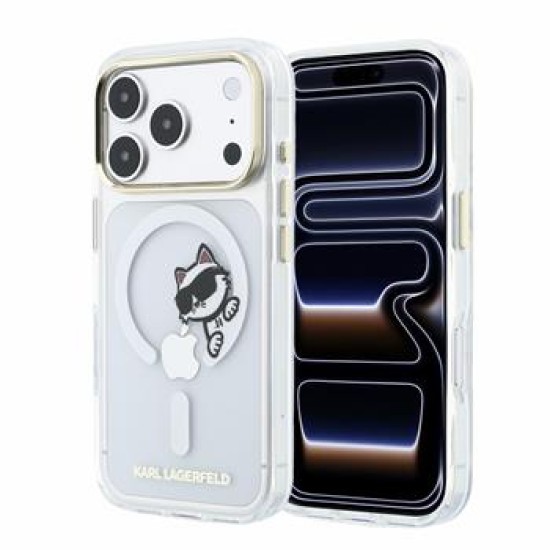 Karl Lagerfeld IML Choupette Peekaboo Magsafe series Back Case KLHMP18L6HCPSCT priekš Apple iPhone 17 Pro / 18 Pro - Caurspīdīgs - silikona-plastikāta aizmugures apvalks / bampers-vāciņš