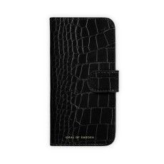 iDeal of Sweden Magnet Wallet+ Case with MagSafe priekš Apple iPhone 17 Pro Max / 18 Pro Max - Black Croco - mākslīgās ādas sāniski atverams maciņš ar bamperu uz magnēta