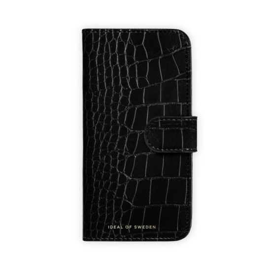 iDeal of Sweden Magnet Wallet+ Case with MagSafe priekš Apple iPhone 17 Pro Max / 18 Pro Max - Black Croco - mākslīgās ādas sāniski atverams maciņš ar bamperu uz magnēta