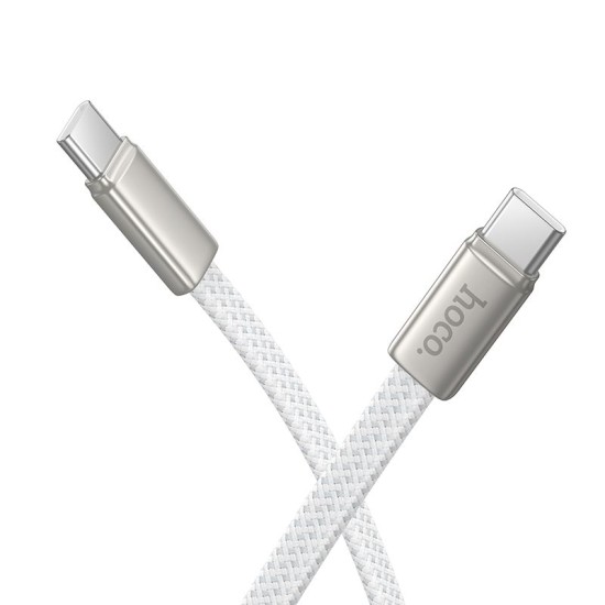 Hoco 1M 3A QC 3.0 / PD 60W Type-C to Type-C cable - Balts - USB-C lādēšanas un datu kabelis / vads