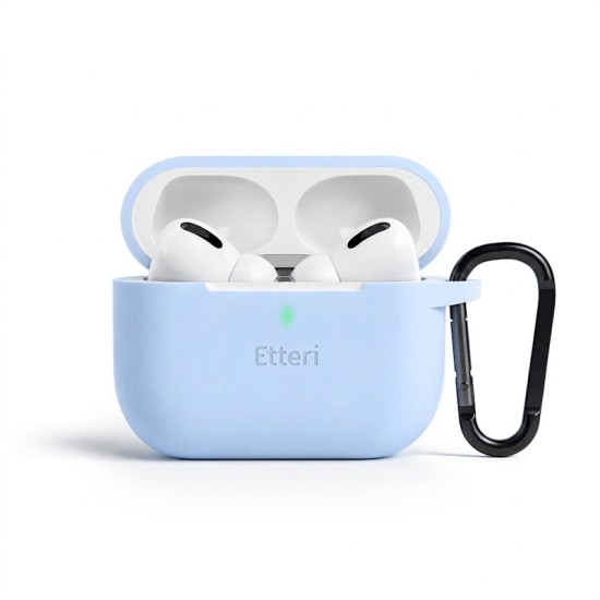 Etteri Silicone Case для Apple Airpods Pro 3 - Голубой - силиконовый чехол для футляра зарядки беспроводных наушников с карабином