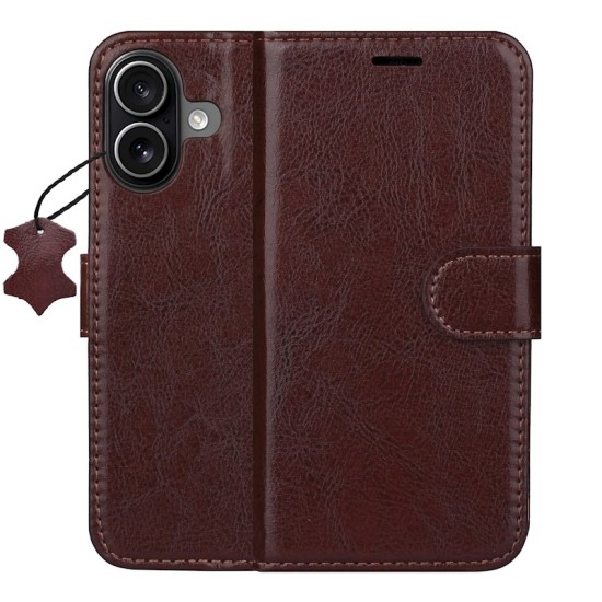 Smart Luxe Leather Book Case для Apple iPhone 17 - Коричневый - чехол-книжка