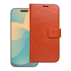 Forcell Mezzo Book Case для Apple iPhone 17 Pro / 18 Pro - Оранжевый / Коты - чехол-книжка со стендом / подставкой и шнурком