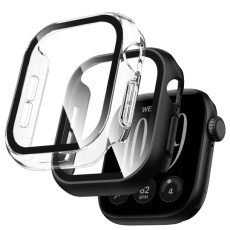 Tech-Protect Defense 360 Case with Tempered Glass priekš Apple Watch Series 12 (46mm) (2.gab) - Caurspīdīgs / Melns - plastikāta apvalks viedpulksteņiem ar aizsargstiklu