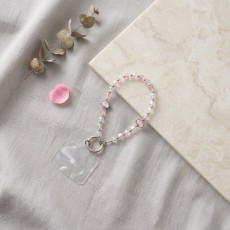 Universal Beaded / Crystal Phone Charm Wrist Strap
- Round & Square Faceted with Pink Heart - Clear Pink - Dzidra gaiši rozā - Universāla pērlīšu / kristālu telefona rokas siksniņa
