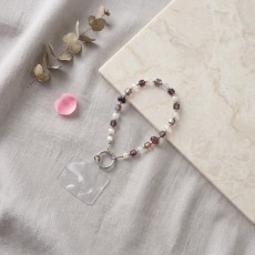 Universal Beaded / Crystal Phone Charm Wrist Strap
- Round & Square Faceted with Pink Heart - Clear Dark Purple - Dzidra tumši violeta - Universāla pērlīšu / kristālu telefona rokas siksniņa