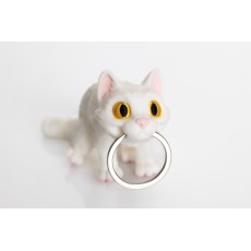 Bitty Beasts 3D Print Keychain - Cat (Balts) - Atslēgu piekariņš / Somas piekariņš
