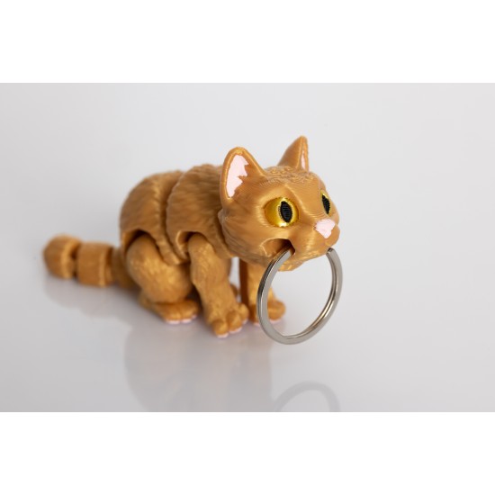 Bitty Beasts 3D Print Keychain - Cat (Brūns) - Atslēgu piekariņš / Somas piekariņš