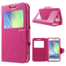 Universal Crazy Horse Window Leather Case, Size: 151 x 80 x 10mm - Rose - sāniski atverams maciņš ar stendu un lodziņu (ādas maks, grāmatiņa, leather book wallet case cover stand)