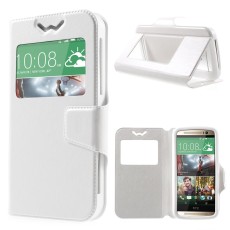 Universal Crazy Horse Window Leather Case, Size: 14.2 x 7cm - White - sāniski atverams maciņš ar stendu un lodziņu (ādas maks, grāmatiņa, leather book wallet case cover stand)