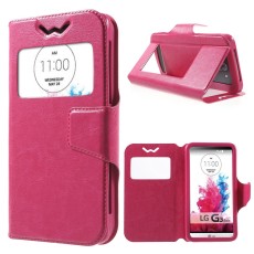 Universal Crazy Horse Window Leather Case, Size: 13.5 x 7cm - Rose - sāniski atverams maciņš ar stendu un lodziņu (ādas maks, grāmatiņa, leather book wallet case cover stand)