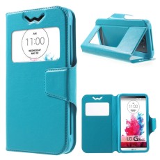 Universal Crazy Horse Window Leather Case, Size: 13.5 x 7cm - Blue - sāniski atverams maciņš ar stendu un lodziņu (ādas maks, grāmatiņa, leather book wallet case cover stand)