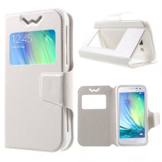 Universal Crazy Horse Window Leather Case, Size: 131 x 68 x 10mm - White - sāniski atverams maciņš ar stendu un lodziņu (ādas maks, grāmatiņa, leather book wallet case cover stand)