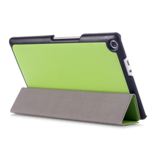 Tri-fold Stand PU Smart Auto Wake/Sleep Leather Case priekš Asus ZenPad 8.0 (Z380C / Z380KL) - Green - sāniski atverams maciņš ar stendu