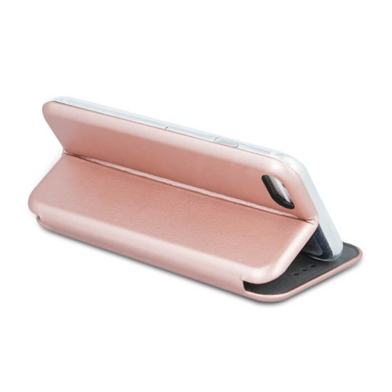Beeyo Book Diva priekš LG K10 K420 / K430 - Rozā Zelts - sāniski atverams maciņš ar stendu (ādas maks, grāmatiņa, leather book wallet case cover stand)