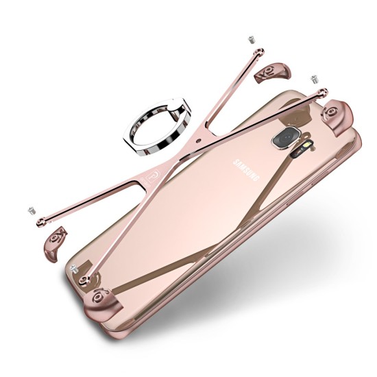 Oatsbasf O-Ring Series Aviation Aluminum Alloy Case priekš Samsung Galaxy S7 Edge G935 - Rozā Zelts - alumīnija apvalks (bampers, vāciņš, slim cover shell, bumper)