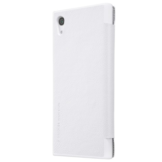 NILLKIN Qin Series Leather Flip Case priekš Sony Xperia XA1 G3116 / G3121 - Balts - sāniski atverams maciņš (ādas maks, grāmatiņa, leather book wallet case cover)