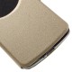Hollow View Window Leather Stand Case for LG K5 X220 - Gold - sāniski atverams maciņš ar lodziņu un stendu (ādas maks, grāmatiņa, leather book wallet case cover stand)