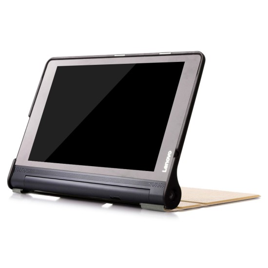 Magnetic Flip Leather Case with Stand for Lenovo Yoga Tab 3 Pro X90F / Plus X703L 10.1 - Gold - sāniski atverams maciņš ar stendu (ādas maks, grāmatiņa, leather book wallet case cover stand)