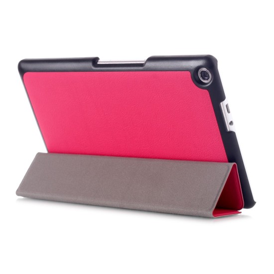 Tri-fold Stand PU Smart Auto Wake/Sleep Leather Case priekš Asus ZenPad 8.0 (Z380C / Z380KL) - Rose - sāniski atverams maciņš ar stendu