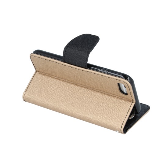 GreenGo Smart Fancy book case priekš Xiaomi Redmi 4A - Zelts - sāniski atverams maciņš ar stendu (ādas maks, grāmatiņa, leather book wallet case cover stand)