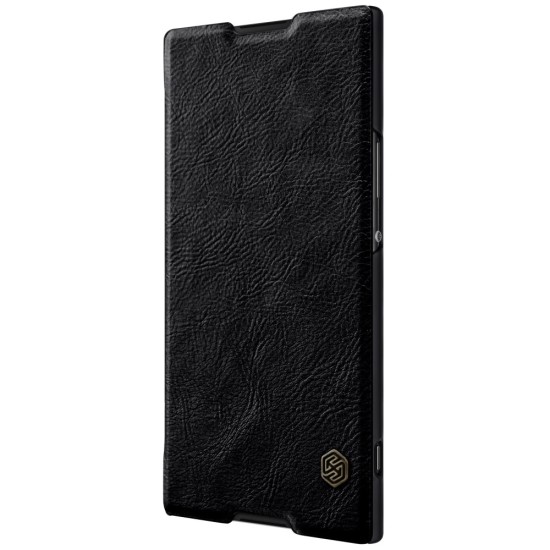 NILLKIN Qin Series Card Slot Flip Leather Mobile Shell priekš Sony Xperia XA1 Ultra G3212 / G3221 - Melns - sāniski atverams maciņš (ādas maks, grāmatiņa, leather book wallet case cover)
