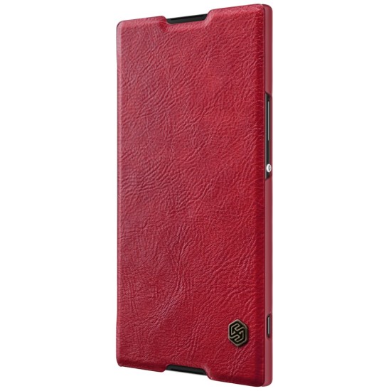 NILLKIN Qin Series Card Slot Flip Leather Mobile Shell priekš Sony Xperia XA1 Ultra G3212 / G3221 - Sarkans - sāniski atverams maciņš (ādas maks, grāmatiņa, leather book wallet case cover)