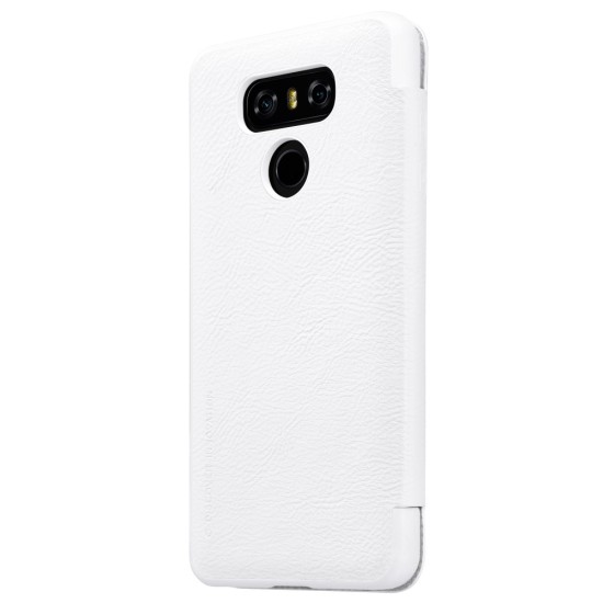 NILLKIN Qin Series Smart View Leather Case Cover priekš LG G6 H870 - Balts - sāniski atverams maciņš ar lodziņu (ādas maks, grāmatiņa, leather book wallet case cover)