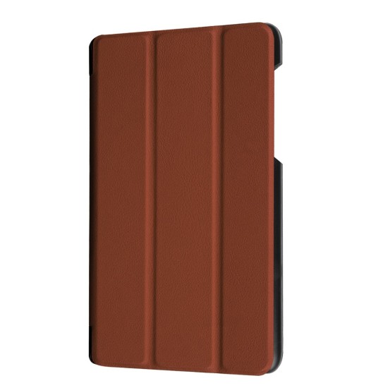 Tri-fold Stand PU Smart Auto Wake/Sleep Leather Case priekš Lenovo Tab 3 7.0 710 - Brown - sāniski atverams maciņš ar stendu