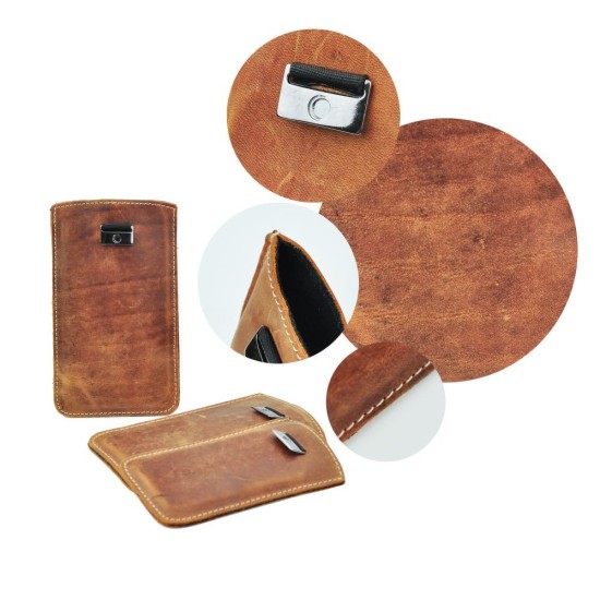 Forcell Leather Pull Up Case Slim Premium (iPhone 5 size) - Brūns - universāls maks kabatiņa (pouch cover, maciņš kabata, universal case)