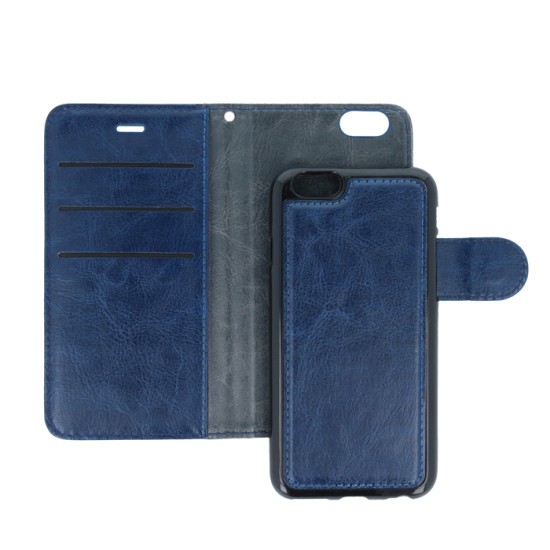 Twin 2in1 priekš Huawei Mate 9 - Tumši Zils - sāniski atverams maciņš ar magnētisku silikona aizmugures apvalku (eko ādas maks, grāmatiņa, leather book case wallet cover)
