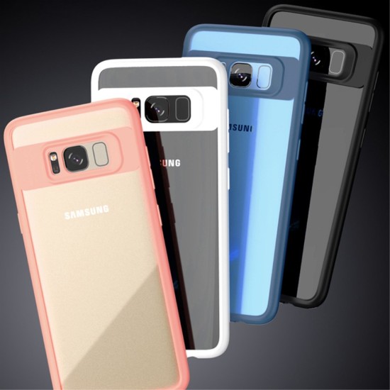 IPAKY Hybrid TPU Frame Clear Acrylic Back Case for Samsung Galaxy S8 Plus G955 - Red - silikona ar plastikas rāmi aizmugures apvalks (bampers, vāciņš, TPU silicone cover, bumper shell)